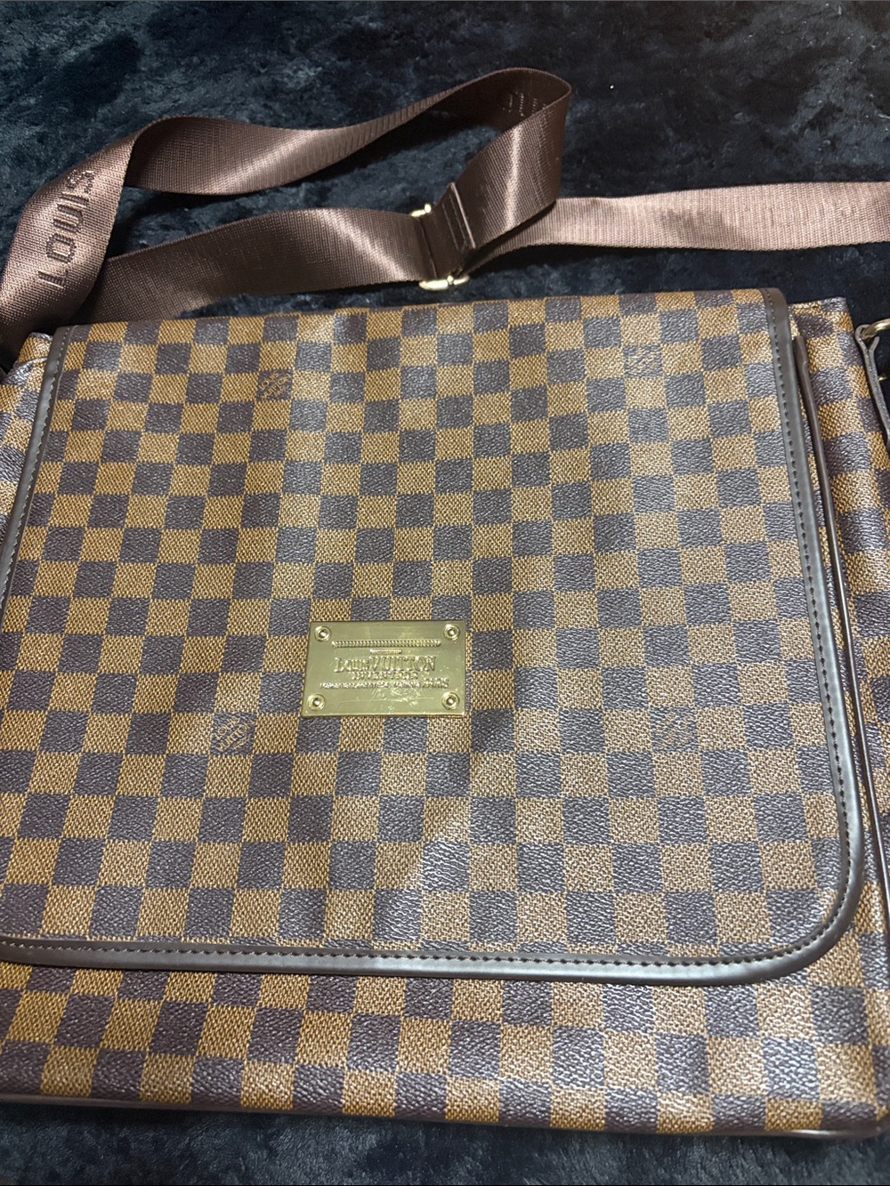 Classic Brown Check Messenger Bag - Designer Plaid Shoulder Bag